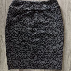 Grey + Black Leopard Print Skirt